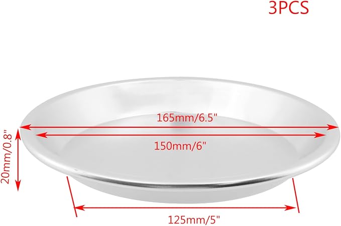 6 Inch Deep Pizza Pan,Non-Stick Round Baking Tray,Silver,3Pcs | Kitchen Bakeware Tool,Lightweight,Long-Lasting,Easy To Clean,For Baking Pizza,Cakes,Quiches And Homemade Baking