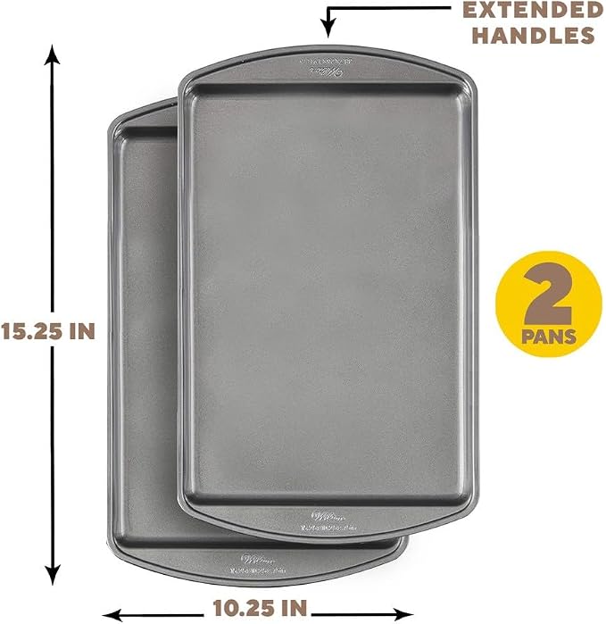 Wilton Perfect Results Nonstick Cookie Sheet Set, Dishwasher Safe, 2-Piece | Scratch-Resistant Non-Stick Steel Cookie Sheets, Dishwasher Safe, 2-Piece Set, Perfect for Cookies & Sheet Pan Baking