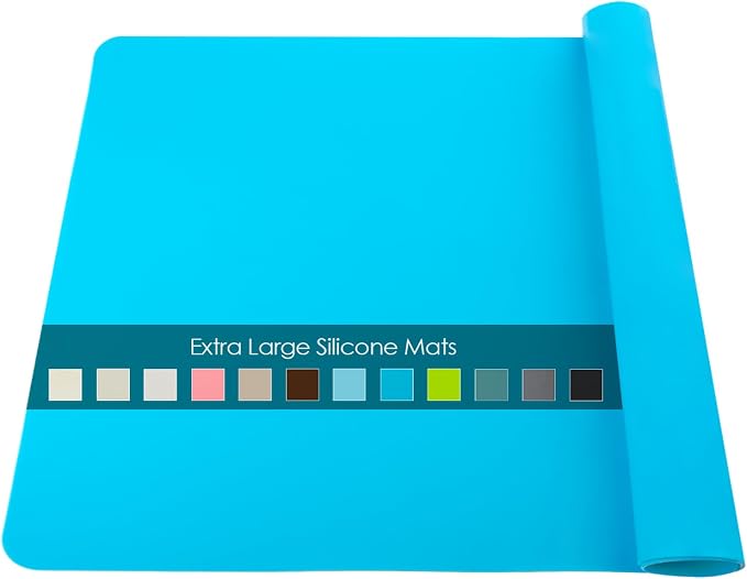Extra Large Silicone Craft Mat for Kids, Large Silicone Sheet for Crafts, Kitchen Non-Stick Baking Mat, Heat Resistant Countertop Mat, Waterproof Placemat, Multipurpose Mat, Blue (23.62x15.75 inches)