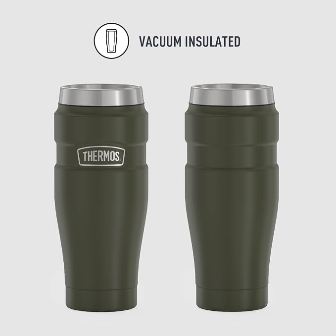 THERMOS Stainless King Vacuum-Insulated Travel Tumbler, 16 Ounce, Army Green (Pack of 4)