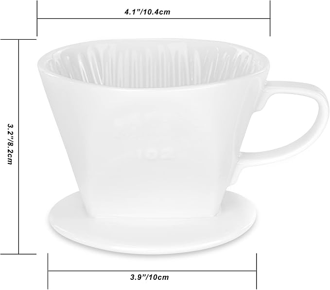 Pour Over Ceramic, Coffee Dripper Ceramic Coffee Maker,White | 3 Holes Flat Bottom, Porcelain Slow Filter Cone for Travel, Camping, Office, Home, Coffee Maker Brew