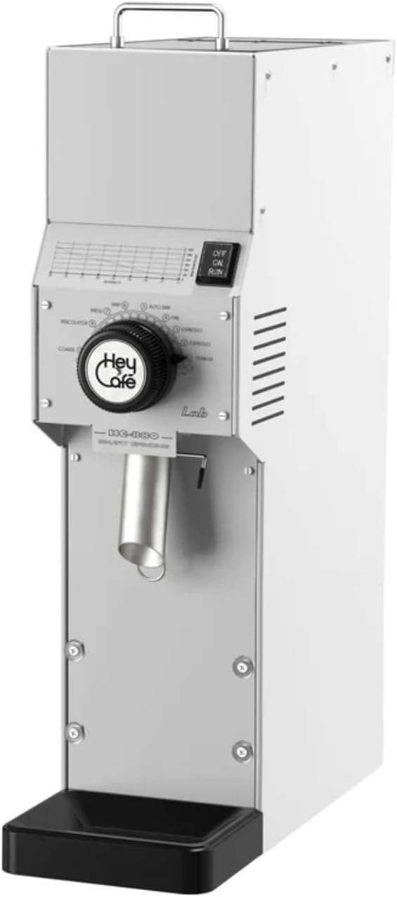 HeyCafé HC-880 LAB Shop Coffee Grinder – 84mm Flat Hardened Steel Burrs, Stepless Grind Adjustment, 1.3kg Bean Hopper, 550W Motor, Professional High-Volume Grinder, White