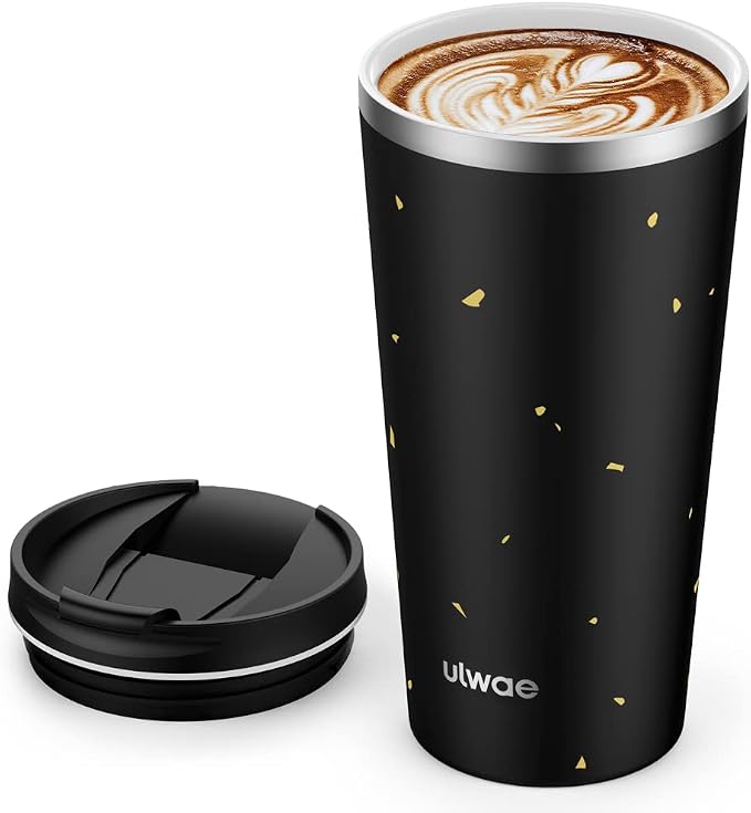 Insulated Coffee Mug with Ceramic Coating, 18oz Travel Mug with Leak-proof Lid, Vacuum Double-wall Tumbler, Stainless Steel Thermal Cup for Tea, Hot Cocoa, Cold Beverage, Ice Drinks