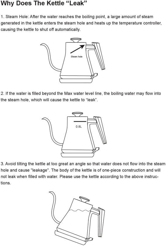 Gooseneck Electric Kettle 0.8L (27oz) - 1000W Rapid Fast Boiling Tea Kettle with Auto Shut Off & Boil-Dry Protection, Stainless Steel Leak-Proof Water Boiler for Pour Over Coffee, Black