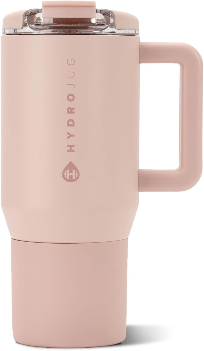 HydroJug Coffee Traveler 20oz Ceramic-Lined Mug with Handle, Dusty Rose