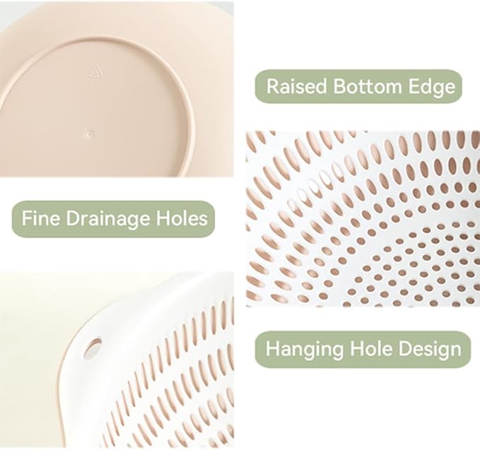 Colander Bowl Set of 2, Nesting Large Capacity Plastic Food Strainer for Pasta, Vegetables and Fruits Washing Draining Basket, Space Saving, BPA Free
