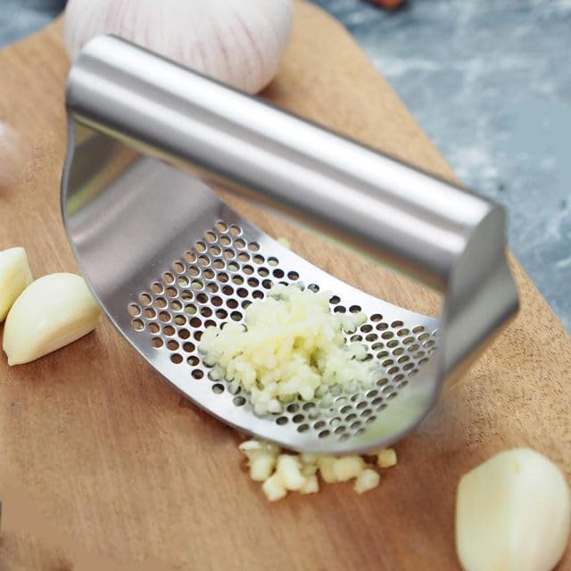 3-in-1 Professional Stainless Steel Garlic Crusher Set | PP Handle