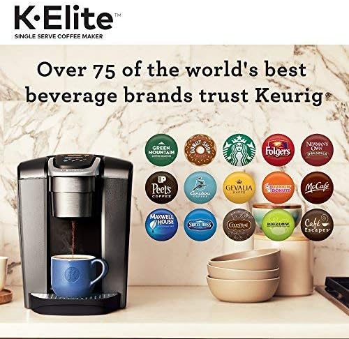 Keurig K-Elite Single Serve K-Cup Pod Coffee Maker, with Strength and Temperature Control, Iced Coffee Capability, 8 to 12oz Brew Size, Programmable, Brushed Slate | Strength, Temperature Control, Iced Coffee Capability, 8 to 12oz Brew Size, Programmable