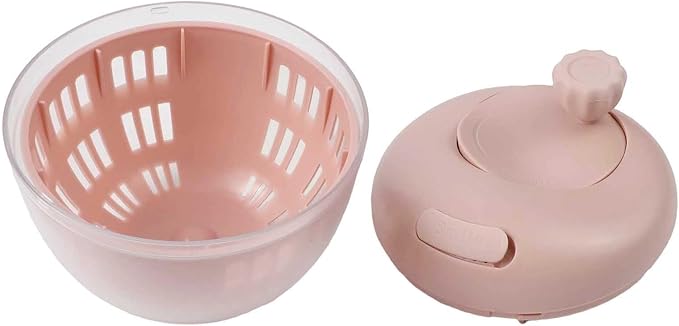 Salad Spinner with Crank Handle and Lock, Large Capacity Vegetable Dehydrator and Spin Dryer Bowl Washing and Drying Lettuce, Greens, Fruits and Vegetables,(Light red)