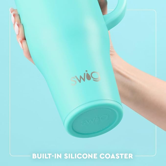 Swig Life 40oz Leakproof Mega Mug with Handle & Straw, Green Thumb | Leakproof Lid - Triple Insulated Stainless Steel - Handle & Straw Included - Cup Holder Friendly - Dishwasher Safe