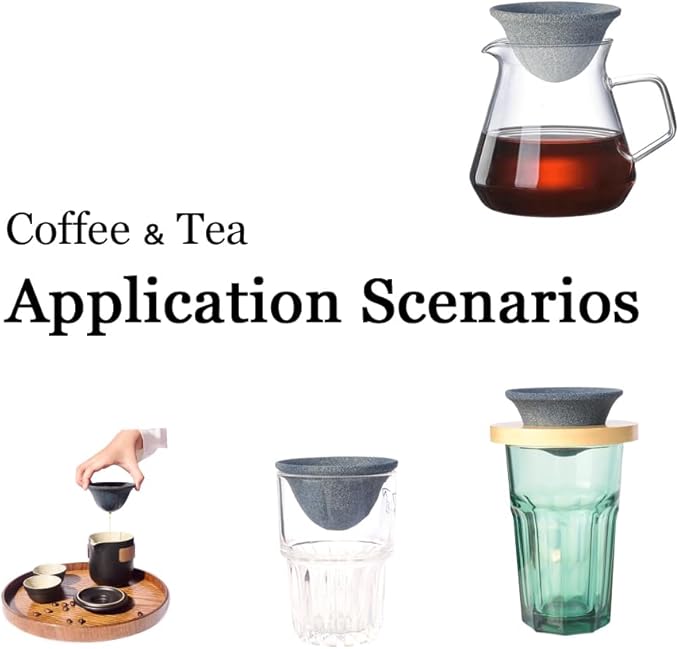 Pour Over Coffee Dripper, Reusable Ceramic Coffee Filter - Portable Single Serve Coffee Maker, Porcelain Slow Filter Cone Dripper for Travel Camping Office Home Brewing