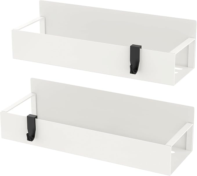 Metal Magnetic Spice Rack for Refrigerator Cream White, 2 Pack | Magnetic Shelves Heavy Duty for Fridge in Kitchen, Seasoning Storage Organizer, For Oven Washer and Dryer, For Heavier Items