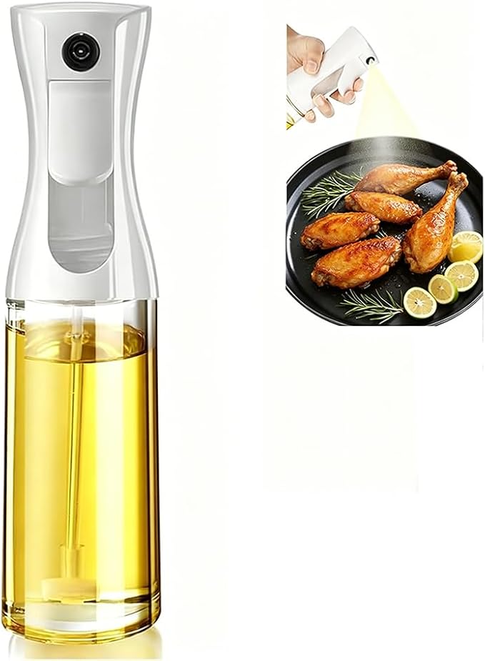 Olive Oil Sprayer for Cooking, 220ml Glass Oil Dispenser | Kitchen Gadgets, Food Grade Premium Clear Spray Bottle, for Salad, Frying, BBQ