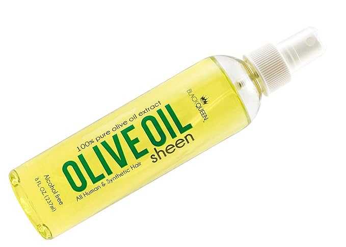Black Queen® Olive Oil Moisturizing Spray for Locs, Braids, 4C Hair & Twists – Lightweight Hair Oil for Protective Styles – Shine, Frizz Control, Non-Greasy & Flake-Free – Made in USA – 8 oz
