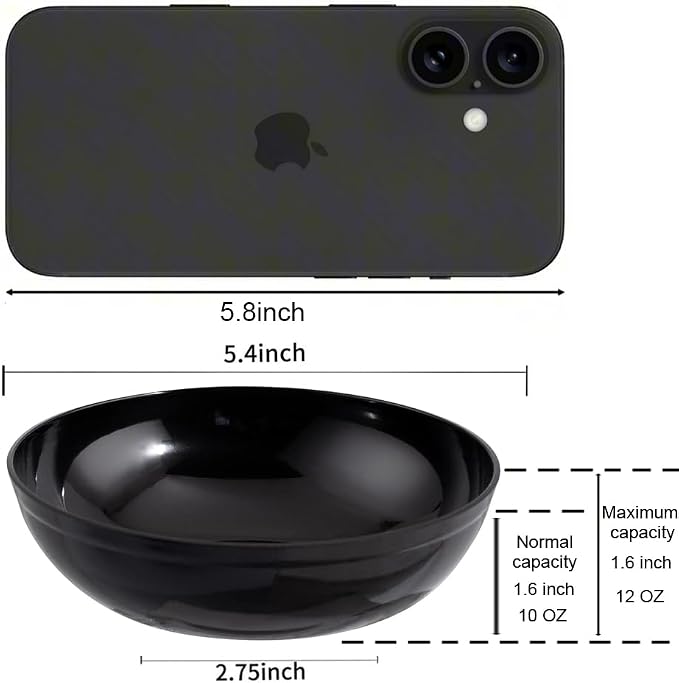 bUCLA 50Pack Black Plastic Bowls - 10oz Disposable Black Plastic Salsa/Serving Bowls - Ideal for Party & Graduation