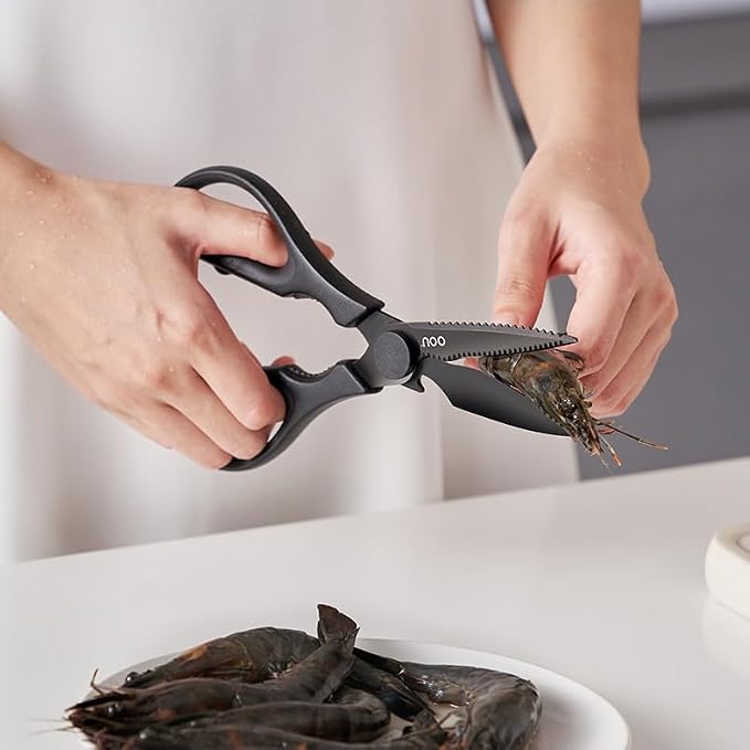 OOU Scissors Titanium Kitchen Scissors Heavy Duty, Scissors all Purpose with Bottle Opener & Nutcracker, Dishwasher Safe Kitchen Shears for Meat, Chicken, Vegetables, Seafood & Herbs, Black