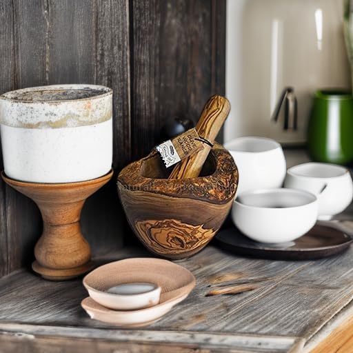 Olive Wood Rustic Mortar and Pestle