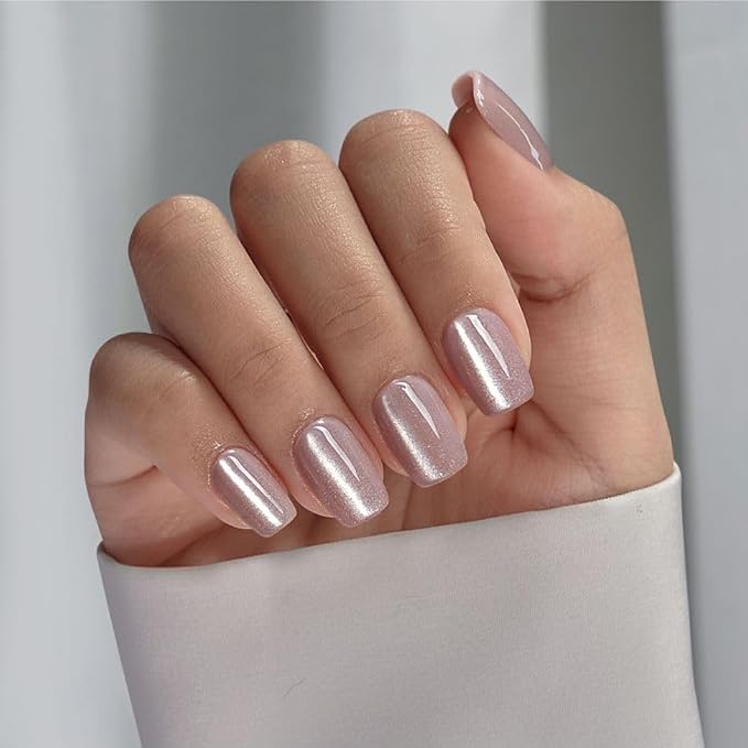 BTArtboxnails XCOATTIPS Cat Eye Press On Nails, Short Square, Falling Star | Lamp-Curable 4-Week Wear, Salon Quality Value at Home, Natural Nail Look, Easy-to-Apply for Beginners, 150ct Nail Tips Only