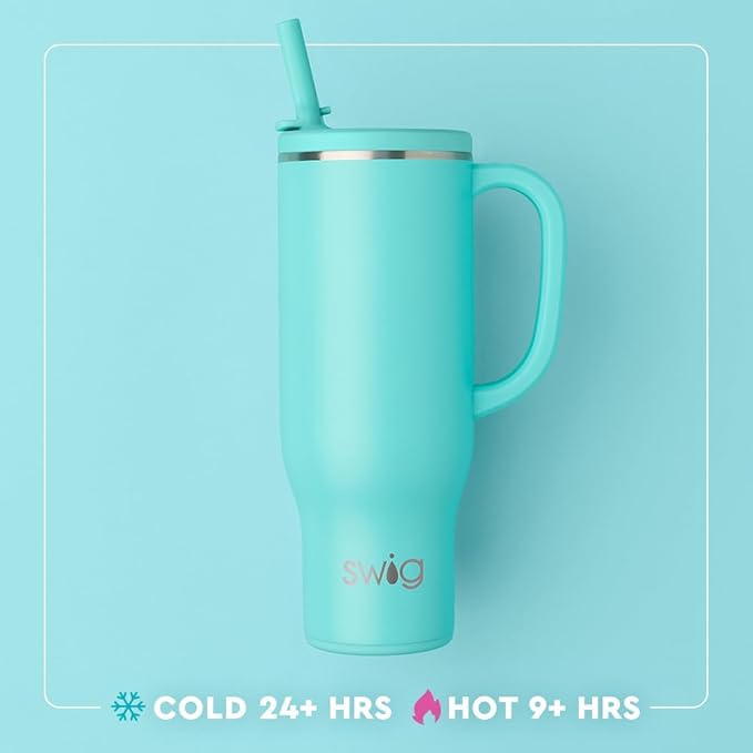 Swig Life 30oz Insulated Mega Mug with Handle & Straw, Hoppy Easter | Triple Insulated Stainless Steel - Handle & Straw Included - Extra Large Capacity - Cup Holder Friendly