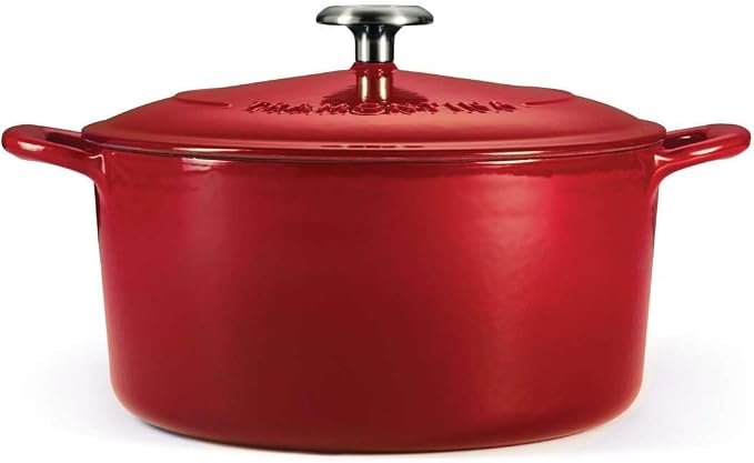 Tramontina Bestow Enameled Cast Iron 6.5-Qt Round Dutch Oven Pot with Lid | Great for Braising, Roasting and Bread Baking - Red