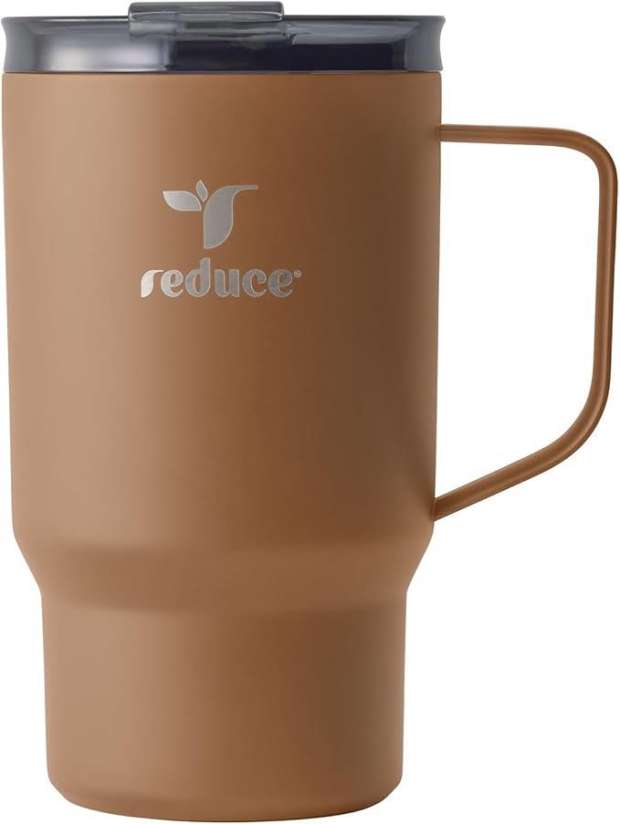 REDUCE Hot1 18 oz Insulated Stainless Steel Mug - Temperature Adjusting Lid | Dual-wall vacuum, keeps drinks hot for 6 hours, cupholder friendly, ideal for coffee & tea, Java color