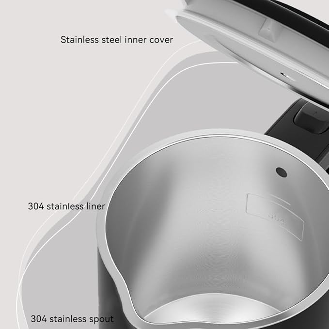 0.6L Small Little Travel Electric Tea Coffee Kettle | 304 Stainless Steel,Double Wall,Auto Shut-Off,Boil Dry Protection