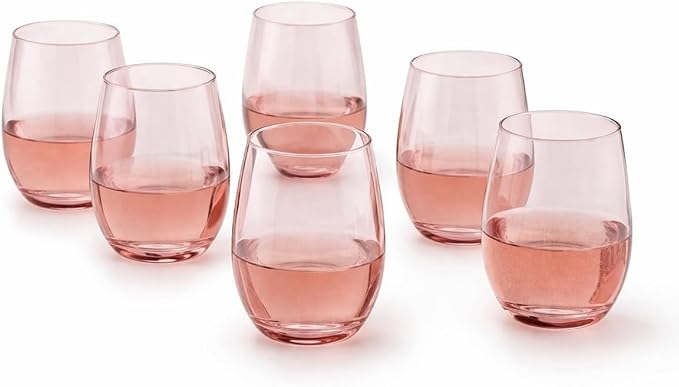 Oojami 36 Pack Pink Disposable Wine Glasses 12oz Plastic Stemless Cups | Unbreakable BPA-Free Shatterproof Reusable Recyclable Cocktail Wine Cups, Party, Wedding, Birthday, Bridal, Bachelorette