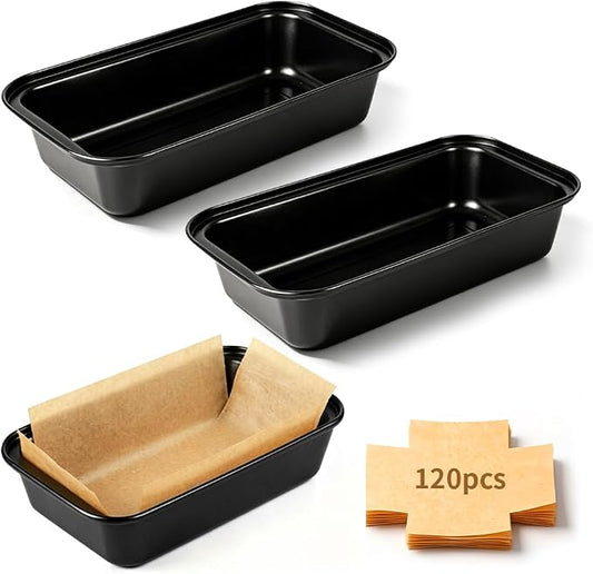 2PCS Bread Pans For Homemade Bread Loaf Pans For Baking Bread 9x5 Banana Bread Pan Includes 120 Sheets Of Baking Paper To Prevent Sticking