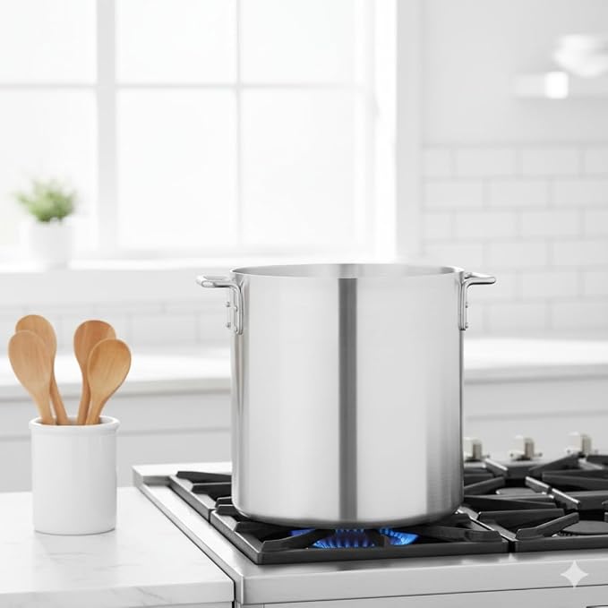 TrueCraftware- 24 qt. Heavy-Duty Aluminum Stock Pot with Riveted Handle 6mm Thickness-Multipurpose Pot Cookware Large Stockpot For Cooking Simmering Soup Stock Home Kitchen