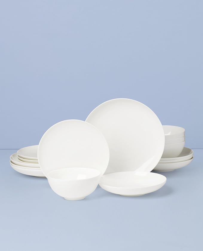Lenox Studio 1414 Coupe Bone China 16-Piece Dinnerware Set for 4 | dishwasher safe | plates and bowls sets for kitchen and dining | 10.98 inch plate, dish set, dishes, chip resistant