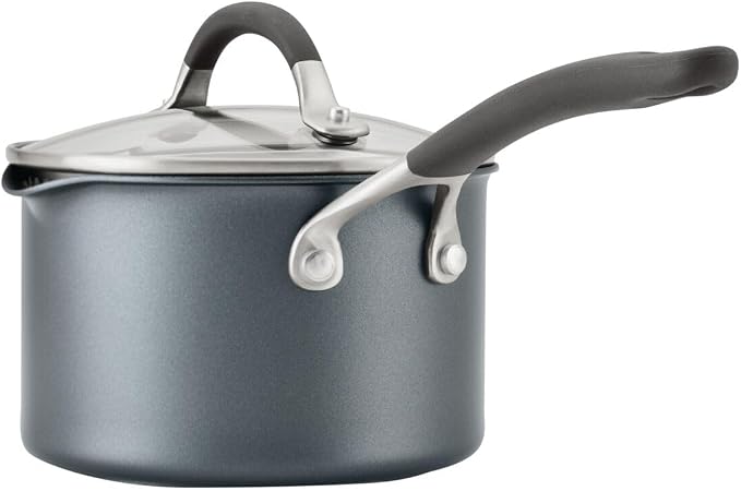 Circulon A1 ScratchDefense Nonstick Saucepan with Lid, 2-Quart, Induction | Straining Lid For Easy Draining, Durable Nonstick Coating For Everyday Cooking, in Graphite