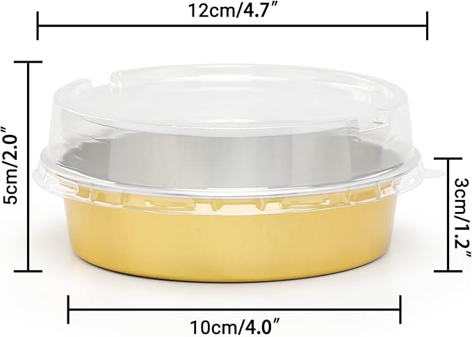 Beasea Aluminum Foil Pie Pan 4 inch Round Oven Baking Mini Cake Pan, 20 Pcs 8 Oz Aluminum Pie Pan Tin Golden Tart Pans for Pie Tart Quiche