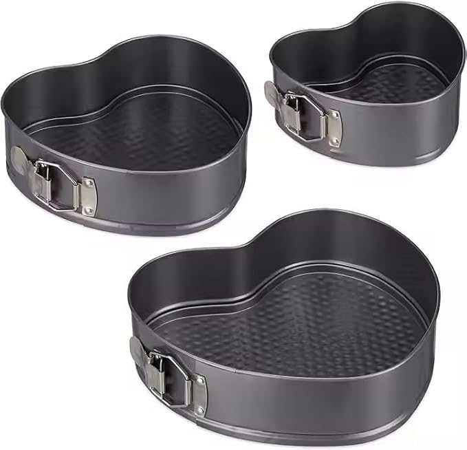 Kitchen Tool Heart Cake Mold Baking Supplies Non-stick Removable Bottom Springform Cake Pan Tin Baking Mold Leak proof and high temperature resistant Heart cake Pans Set of 3