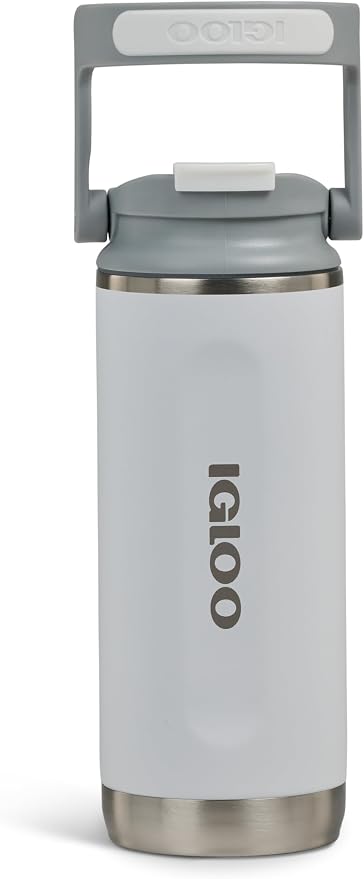 Igloo, 16 oz FlipNSip Tumbler, Reusable Travel Mug, Stainless Steel Insulated Hydration Cup for Hot & Cold Beverages, White