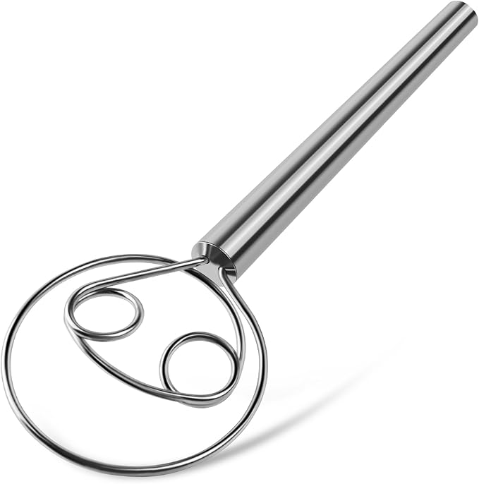 TEEVEA Danish Dough Whisk, Food Grade Stainless Steel for Sourdough Bread | Dutch Dough Hook, Replaces Hand Mixer and Spoon, Bread Baking Tool, Food Grade Rust Resistant Steel, Non-Stick, Easy to Clean