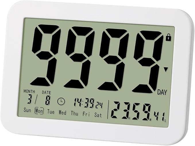 Digital Countdown Days Timer Clock | 9999 Days Count Down Timer with Stand Strong Magnetic Back, Ideal for Retirement Wedding Vacation Birthday Exam Lab