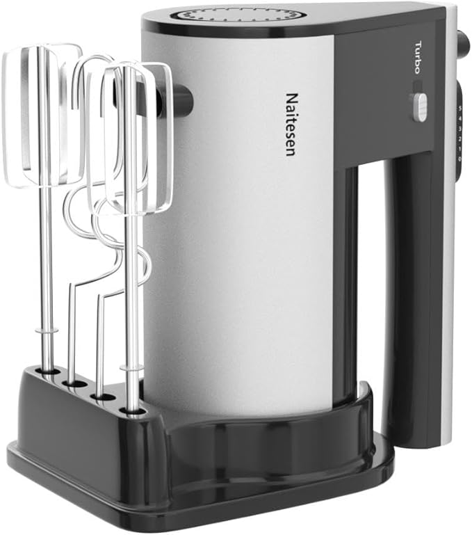 600W Powerful Hand Mixer Electric 10 Speed Powerful with Turbo | Kitchen Handheld Mixer for Baking Cake Lightweight & Personal with Egg Baking Beaters Dough Hooks, Whipping Mixing Cookies