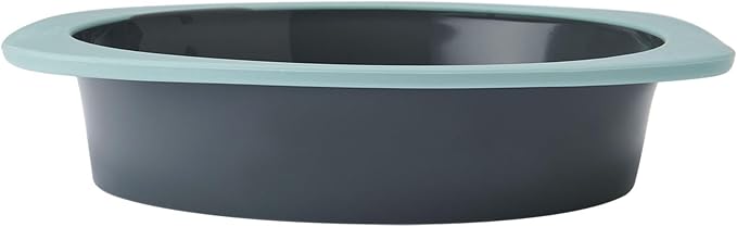 Chicago Metallic 8 Inch Silicone Round Cake Pan - Nonstick Bakeware with Wire-Reinforced Rim, Oven Safe to 428F, Flexible Food-Grade Silicone for Easy Release, Dishwasher Safe