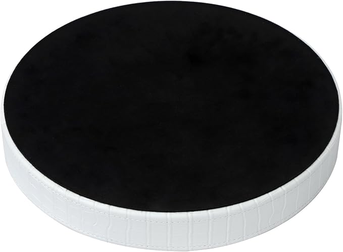 HofferRuffer Faux Leather Round Serving Tray, Vegan Croco Leather Decorative Food Tray for Storage Drinks, Snack & Cosmetics, Dia.12'' x 1.6'' (White Croco, 12'')