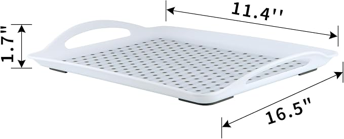 MDLUU Non-Slip Serving Tray with Handles, Food Serving Platter, Set of 2, White