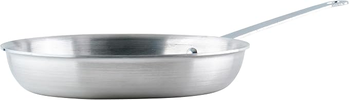 Winco 10" Aluminum Fry Pan/Skillet, Natural Finish | Reinforced riveted handle for secure grip, Hanging hole for easy storage, Great for Sauteing, Searing and Restaurant Kitchens