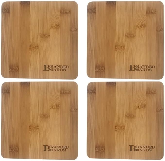 Small Mini All Natural Bamboo Cutting Board, Great for Apartments RV's Home Bar Charcuterie Backpacking Camping Bushcraft Dorm Rooms Picnics & Entertaining (4 Pack)