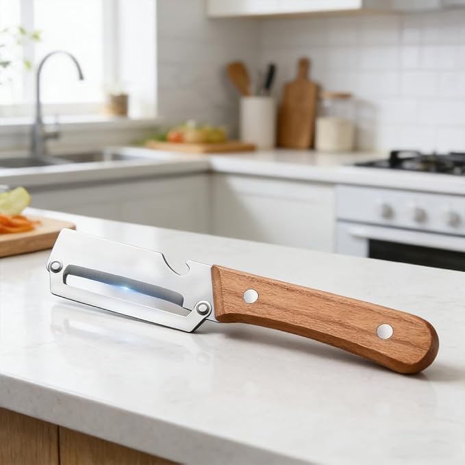 2026 Multi-Functional Vegetable Peeler fo Kitchen: 2 in 1 Stainless Steel Peeler with Wooden Handle and Bottle Opener - Peelers for Potato Pumpkin Papaya Zucchini (1)