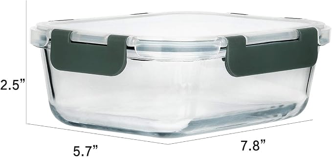 M MCIRCO 8 Pack,30 oz Glass Food Storage Containers with Lids, Gray | Glass Meal Prep Containers,Airtight Lunch Containers with Lids, Microwave, Oven, Freezer and Dishwasher Friendly, BPA Free