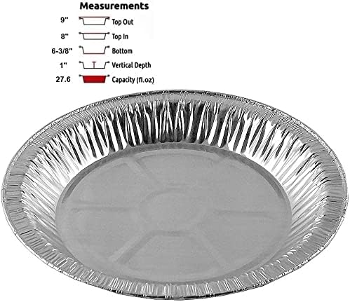 9" Aluminum Foil Pie Pans 1" Medium Deep - Made in USA Disposable Tins (Pack of 50)