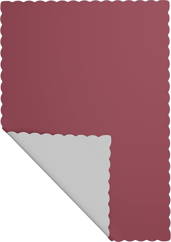Paper Placemats - Disposable - Scalloped Edge (100, Burgundy)