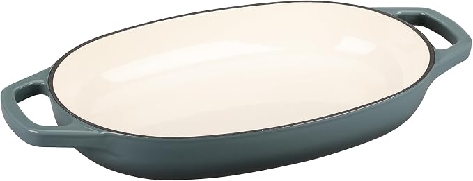 EDGING CASTING Enameled Cast Iron Oval Dutch Oven Pot with Lid, Dutch Oven for Sourdough Bread Baking, Bread Oven, Bread Dutch Oven, Oval Bread Pan, 5qt, Slateblue