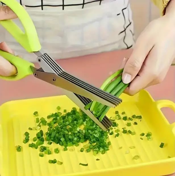 5-Layered Stainless Steel Kitchen Scissors with Protective Cover & Built-in Cleaner Utensils for BBQ & Indoor Use Durable Safe Versatile Onion & Herb Shredder