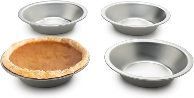 Fox Run Pie Pan Set, Tin-Plated Steel, 5-Inch, 4-Piece | Easily Bake Multiple Small Pies At Once | Evenly Heats Up & Bakes | Thanksgiving & Holiday Essential | Mini Pie Dish