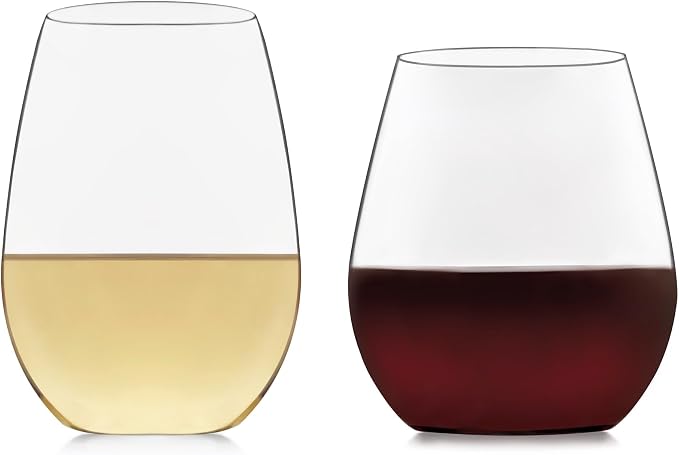 Libbey Signature Red and White Wine Glasses Set of 12, Elegant, Dishwasher Safe Glass Wine Glasses, Stemless Glassware for Birthdays, Weddings